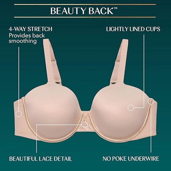Vanity Fair 40D Soft Cup Lightly Lined Beauty Back Underwire Full Figure Bra - Picture 4 of 10